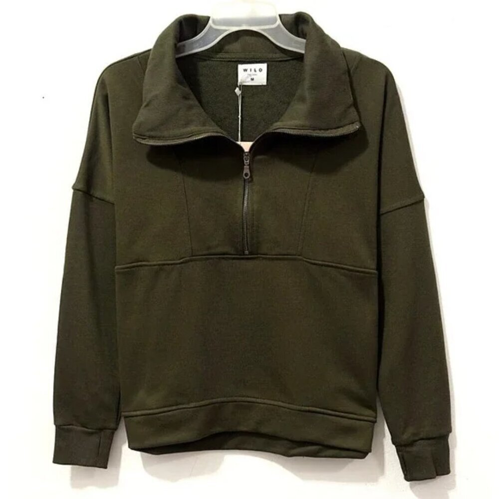 Wilo The Label - Women's Sage Green, Bella Half Zip, Pullover